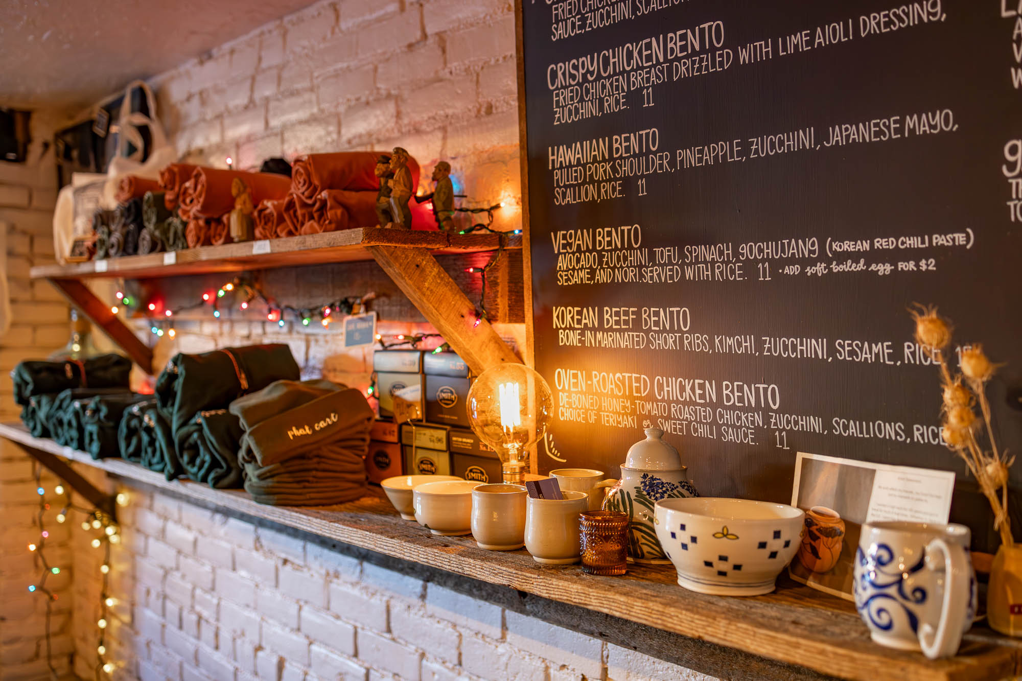 Interior shelves stocked with goods