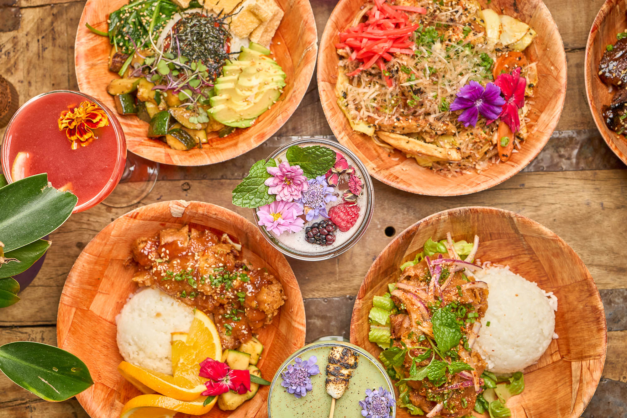 A colorful spread of dishes