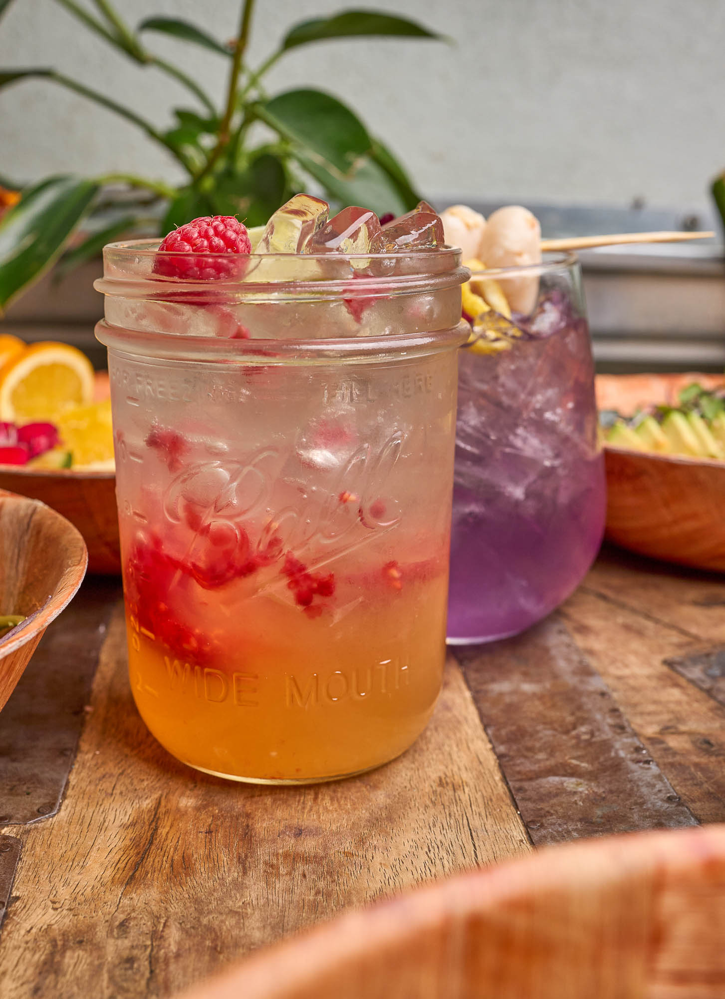Cocktails arranged on a table