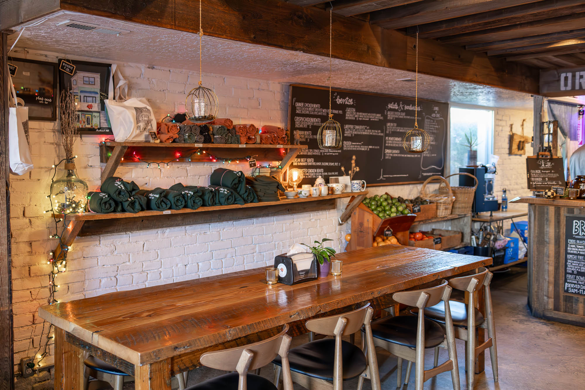 A wide view of the cafe interior