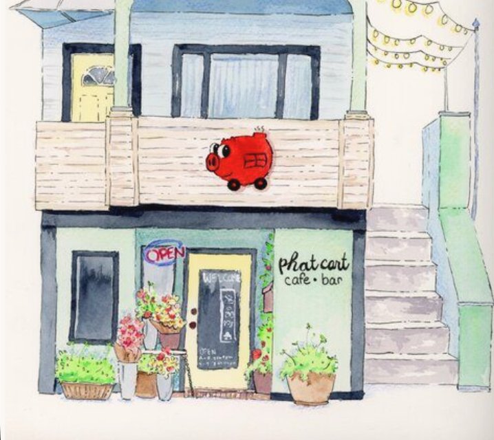 Sketch of the Phat Cart storefront exterior